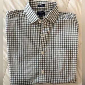 J. Crew Thompson Plaid Button-Down Shirt in White and Green Men’s S 14- 14 1/2”
